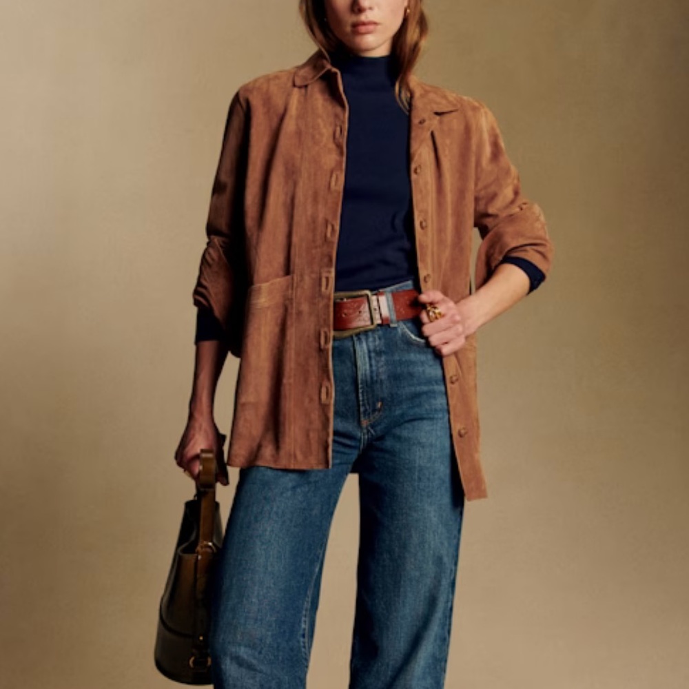 Sezane Will Suede Leather Jacket